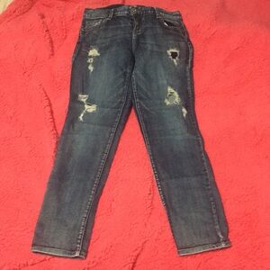 Maurices Dark Blue Distressed Skinny Jeans